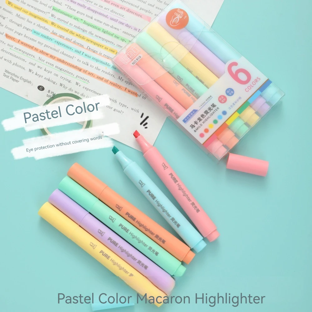 6 stylos surligneurs macaron d - Pastel Highlighter Set Double Ended avis et prix